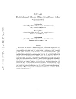 DROMO: Distributionally Robust Offline Model-based Policy Optimization