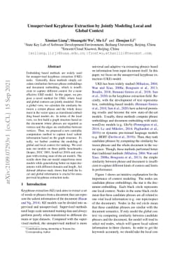 Unsupervised Keyphrase Extraction by Jointly Modeling Local and Global
  Context