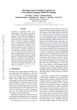 Allocating Large Vocabulary Capacity for Cross-lingual Language Model
  Pre-training