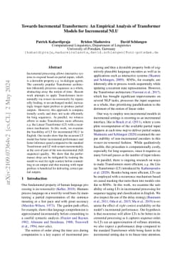 Towards Incremental Transformers: An Empirical Analysis of Transformer
  Models for Incremental NLU