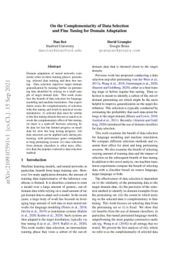 On the Complementarity of Data Selection and Fine Tuning for Domain
  Adaptation