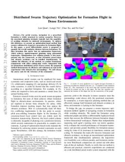 Distributed Swarm Trajectory Optimization for Formation Flight in Dense
  Environments