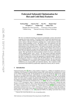 Federated Submodel Optimization for Hot and Cold Data Features