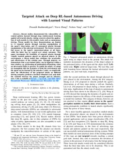 Targeted Attack on Deep RL-based Autonomous Driving with Learned Visual
  Patterns