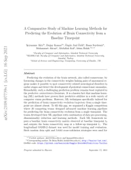 A Comparative Study of Machine Learning Methods for Predicting the
  Evolution of Brain Connectivity from a Baseline Timepoint