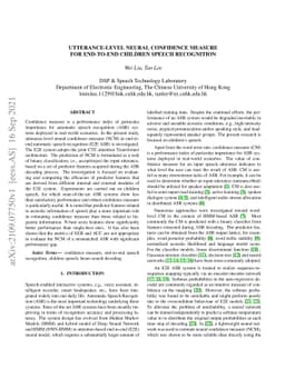 Utterance-level neural confidence measure for end-to-end children speech
  recognition