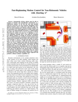 Fast-Replanning Motion Control for Non-Holonomic Vehicles with Aborting
  A*