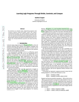 Learning logic programs through divide, constrain, and conquer