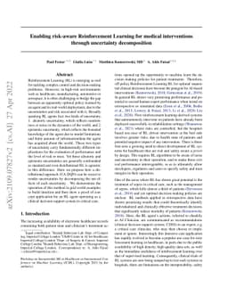 Enabling risk-aware Reinforcement Learning for medical interventions
  through uncertainty decomposition