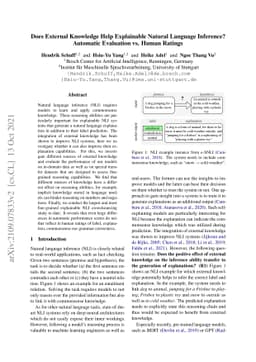 Does External Knowledge Help Explainable Natural Language Inference?
  Automatic Evaluation vs. Human Ratings