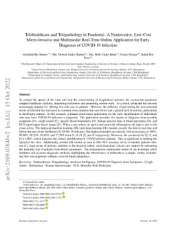 Telehealthcare and Telepathology in Pandemic: A Noninvasive, Low-Cost
  Micro-Invasive and Multimodal Real-Time Online Application for Early
  Diagnosis of COVID-19 Infection