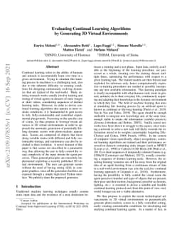 Evaluating Continual Learning Algorithms by Generating 3D Virtual
  Environments