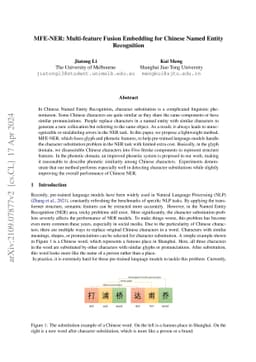MFE-NER: Multi-feature Fusion Embedding for Chinese Named Entity
  Recognition