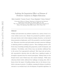 Auditing the Imputation Effect on Fairness of Predictive Analytics in
  Higher Education