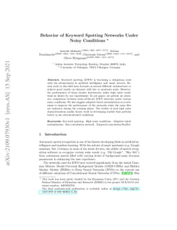 Behavior of Keyword Spotting Networks Under Noisy Conditions