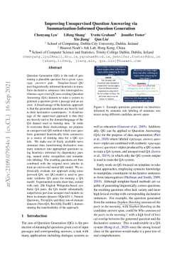 Improving Unsupervised Question Answering via Summarization-Informed
  Question Generation
