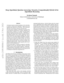 Deep Algorithmic Question Answering: Towards a Compositionally Hybrid AI
  for Algorithmic Reasoning