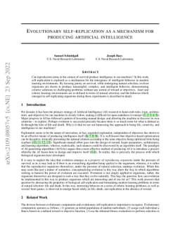 Evolutionary Self-Replication as a Mechanism for Producing Artificial
  Intelligence