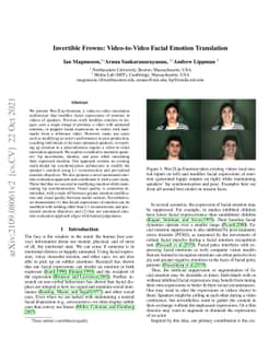 Invertible Frowns: Video-to-Video Facial Emotion Translation