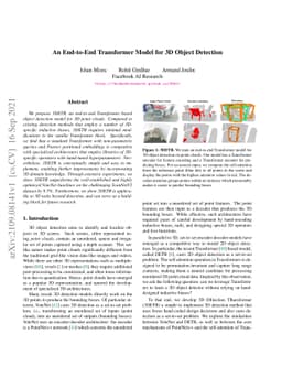 An End-to-End Transformer Model for 3D Object Detection