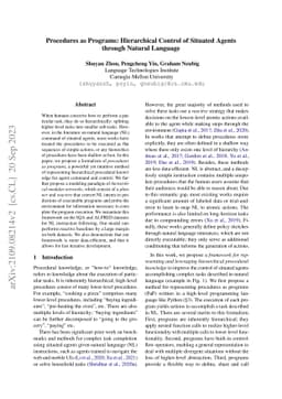 Procedures as Programs: Hierarchical Control of Situated Agents through
  Natural Language