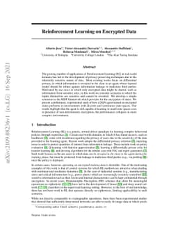 Reinforcement Learning on Encrypted Data
