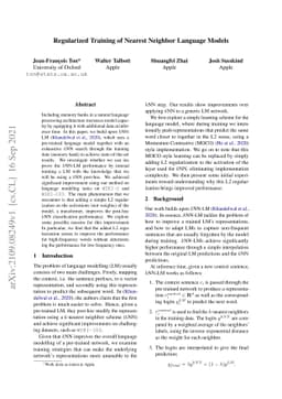 Regularized Training of Nearest Neighbor Language Models
