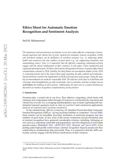 Ethics Sheet for Automatic Emotion Recognition and Sentiment Analysis