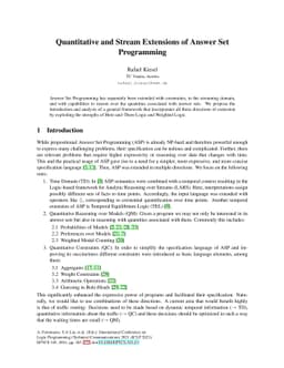 Quantitative and Stream Extensions of Answer Set Programming