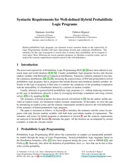 Syntactic Requirements for Well-defined Hybrid Probabilistic Logic
  Programs