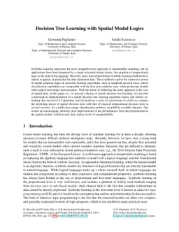Decision Tree Learning with Spatial Modal Logics
