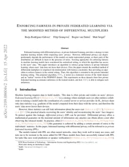 Enforcing fairness in private federated learning via the modified method
  of differential multipliers