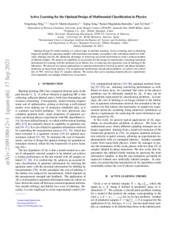 Active Learning for the Optimal Design of Multinomial Classification in
  Physics