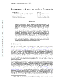 Discriminative Similarity for Data Clustering