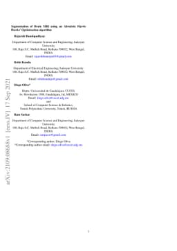 Segmentation of Brain MRI using an Altruistic Harris Hawks' Optimization
  algorithm