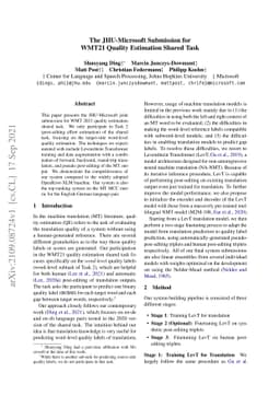 The JHU-Microsoft Submission for WMT21 Quality Estimation Shared Task