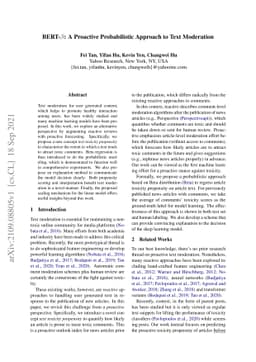 BERT-Beta: A Proactive Probabilistic Approach to Text Moderation