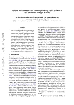 Towards Zero and Few-shot Knowledge-seeking Turn Detection in
  Task-orientated Dialogue Systems