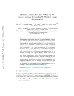 Domain Composition and Attention for Unseen-Domain Generalizable Medical
  Image Segmentation