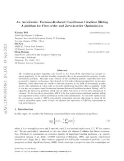 An Accelerated Variance-Reduced Conditional Gradient Sliding Algorithm
  for First-order and Zeroth-order Optimization