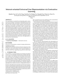 Interest-oriented Universal User Representation via Contrastive Learning