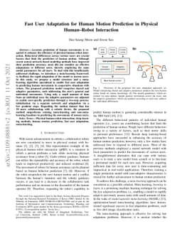 Fast User Adaptation for Human Motion Prediction in Physical Human-Robot
  Interaction