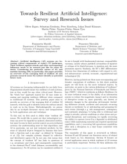Towards Resilient Artificial Intelligence: Survey and Research Issues