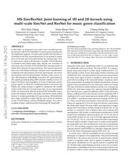 MS-SincResNet: Joint learning of 1D and 2D kernels using multi-scale
  SincNet and ResNet for music genre classification