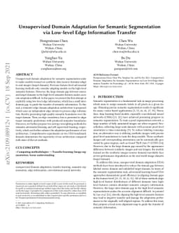 Unsupervised Domain Adaptation for Semantic Segmentation via Low-level
  Edge Information Transfer