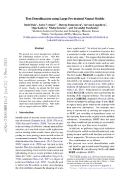 Text Detoxification using Large Pre-trained Neural Models
