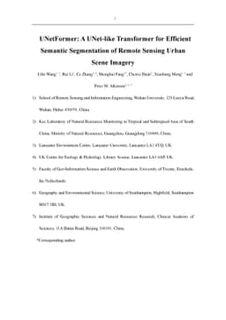 UNetFormer: A UNet-like Transformer for Efficient Semantic Segmentation
  of Remote Sensing Urban Scene Imagery