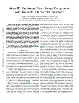 iWave3D: End-to-end Brain Image Compression with Trainable 3-D Wavelet
  Transform