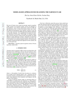 Model-Based Approach for Measuring the Fairness in ASR