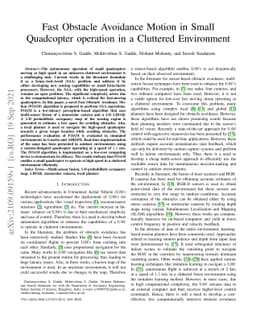 Fast Obstacle Avoidance Motion in SmallQuadcopter operation in a
  Cluttered Environment